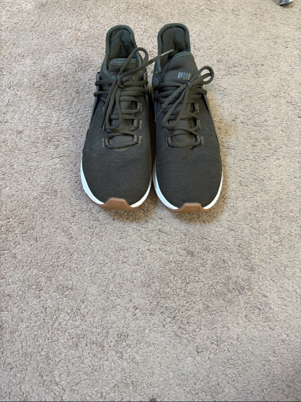 Puma Black Mesh Sneakers with White Midsole and Brown Toe